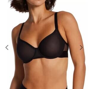 DKNY Women's Sheers Unlined Demi Sexy Bra, 
- Black 38C